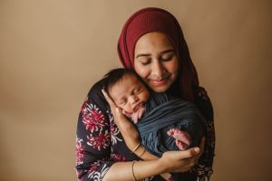 mother and son newborn session