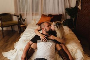 engagement session, boho bedroom, studio session, Centralia, IL
